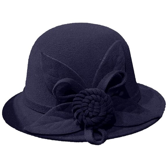 Women's Cloche Hat 1920s Winter Bucket Hat Vintage ,Darkblue